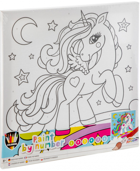 Värvimise komplekt numbrite järgi GRAFIX Ükssarvik, lõuend, 30x30 cm