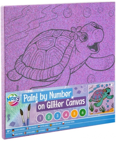 Maalimine numbrite järgi komplekt GRAFIX Kilpkonn, sädelev lõuend, 25x25 cm