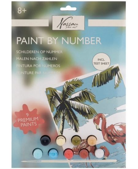 Värvimine numbrite järgi komplekt GRAFIX Flamingo, papp, 33,5x23,8 cm