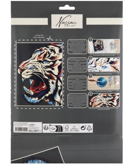 Värvimine numbrite järgi komplekt GRAFIX Tiiger, papp, 33,5x23,8 cm