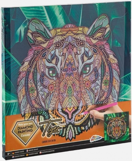 Teemantmosaiik lõuendil GRAFIX Tiiger, 30x30 cm