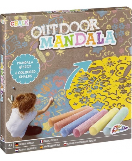 Mandala õuejoonistuste komplekt GRAFIX, 57 cm, 6 värvipliiatsit