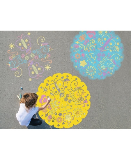 Mandala õuejoonistuste komplekt GRAFIX, 57 cm, 6 värvipliiatsit