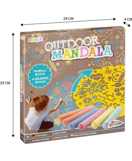 Mandala õuejoonistuste komplekt GRAFIX, 57 cm, 6 värvipliiatsit