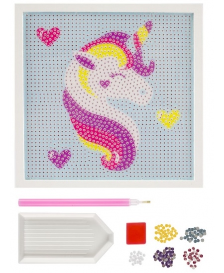 Teemantmosaiik lõuendil GRAFIX Ükssarvik, 15x15 cm