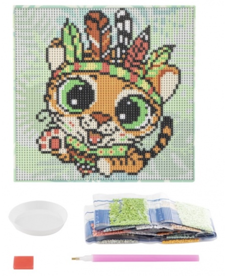 Teemantmosaiik lõuendil GRAFIX Tiger, 20x20cm