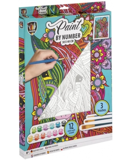 Maalimiskomplekt numbrite järgi GRAFIX Ükssarvik, lõuend, 30x40 cm