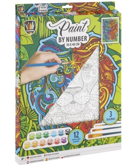 Maalimiskomplekt numbrite järgi GRAFIX Lõvi, lõuend, 30x40 cm