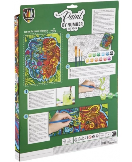 Maalimiskomplekt numbrite järgi GRAFIX Lõvi, lõuend, 30x40 cm