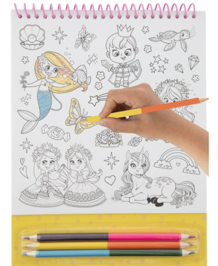 Kleebiste värvimisraamat pliiatsitega GRAFIX Ükssarvik, 250 kleebist