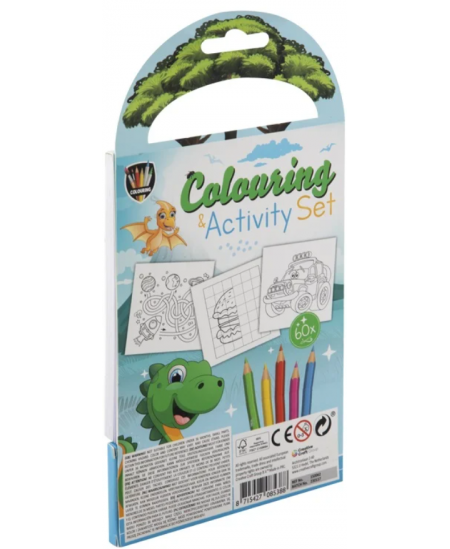 Värvimis- ja tegevusraamat GRAFIX Dinosaurus, 5 pliiatsiga