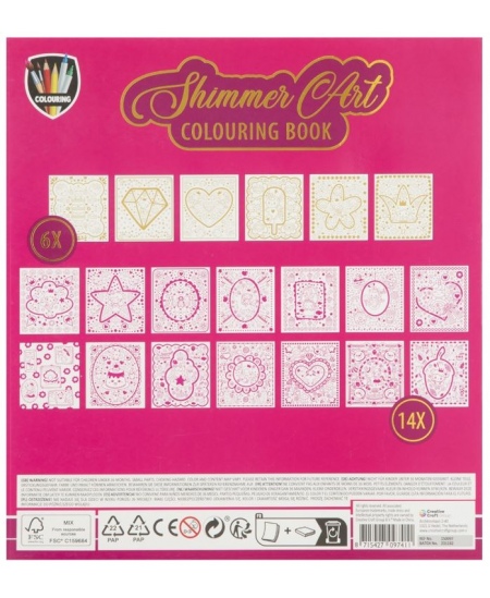 Värviraamat fooliumiga GRAFIX Shimmer Art Punane, 20 lehte