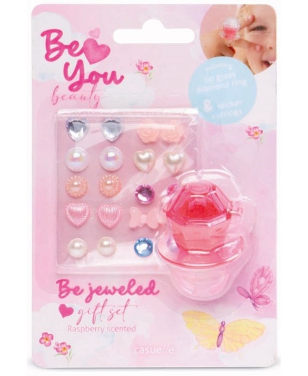 Kõrvarõngad ja sõrmus huuleläikega komplektis CASUELLE BeYou Vaarikas