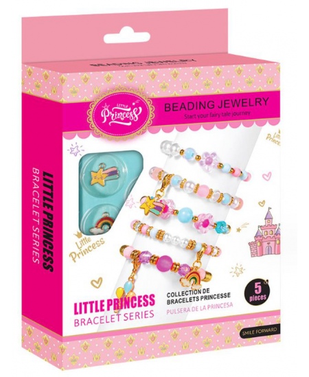 Käevõrude valmistamise komplekt LITTLE PRINCESS Pärlid ja lilled, 5 tk.