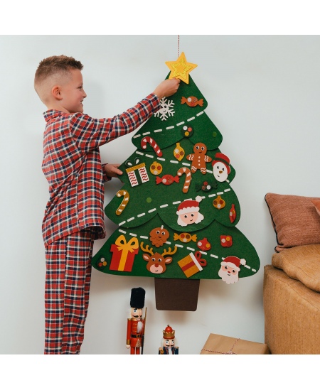 Hiiglaslik kokkupandav vildist jõulukuusk kleebitavate ehetega LOOLIPO