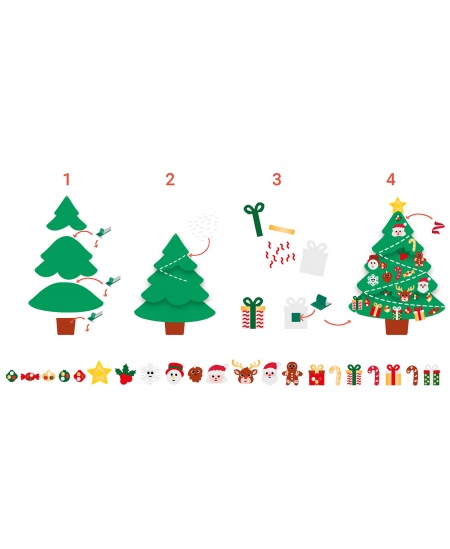 Hiiglaslik kokkupandav vildist jõulukuusk kleebitavate ehetega LOOLIPO