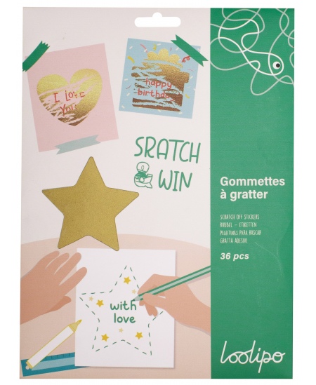 Kraabitavad kleebised peidetud sõnumite jaoks LOOLIPO Gold, 36 tk.