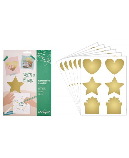 Kraabitavad kleebised peidetud sõnumite jaoks LOOLIPO Gold, 36 tk.