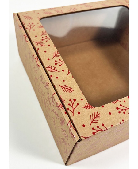 Kiirsulguv aknaaugu ja kaanega kingikarp RAUDONA UOGA, 220x220x90 mm, pruun, 1 tk