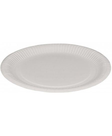Ühekordsed pabertaldrikud, 23 cm, valged, 100 tk