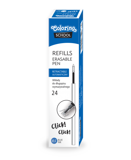Automaatse kustutatava pastapliiatsi südamik COLORINO, 0,5 mm, sinine