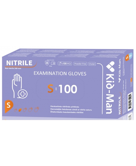 Ühekordsed nitriilkindad KID-MAN, S-suurus, 100 tk