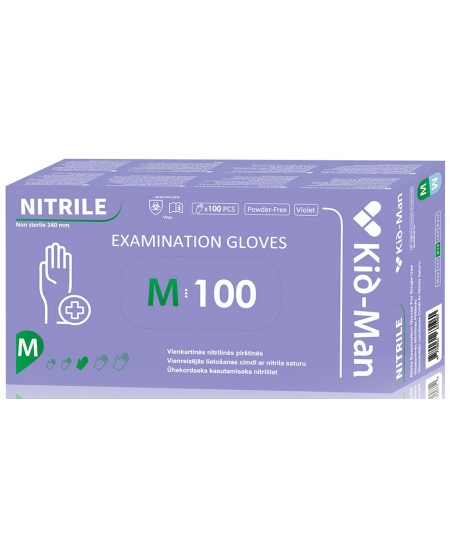 Ühekordsed nitriilkindad KID-MAN, M-suurus, 100 tk