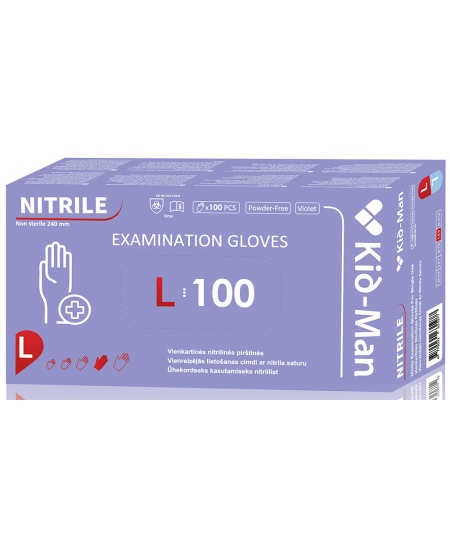 Ühekordsed nitriilkindad KID-MAN, L-suurus, 100 tk