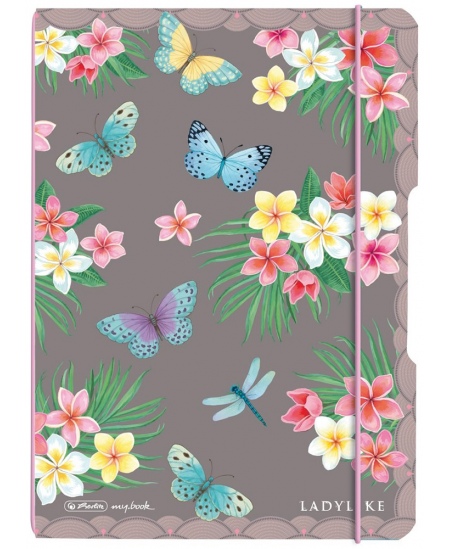 Märkmik HERLITZ kustutuskummiga, A5, täpid, lillemotiivid