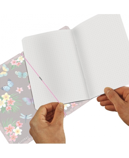 Märkmik HERLITZ kustutuskummiga, A5, täpid, lillemotiivid