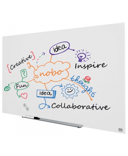 Magnetiline klaastahvel NOBO, laiekraan, 100x56 cm, 45, alumiiniumraam, valge