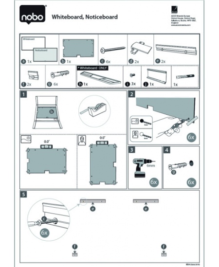 Magnetiline klaastahvel NOBO, laiekraan, 100x56 cm, 45, alumiiniumraam, valge
