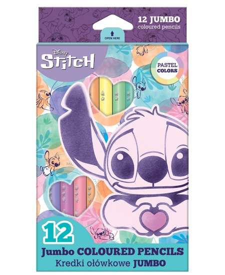 Värvipliiatsid DISNEY Stitch Pastel JUMBO, 12 värvi
