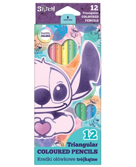 Värvipliiatsid DISNEY Stitch Pastel, kolmnurksed, 12 värvi