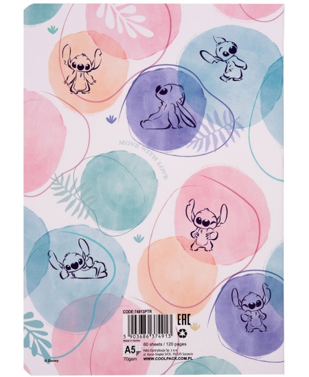 Ruuduline vihik DISNEY Stitch Pastel Nr. 2, A5, 60 lehte, 70 gms
