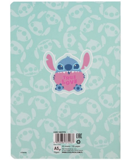 Ruuduline vihik DISNEY Stitch Pastel Nr. 3, A5, 60 lehte, 70 gms