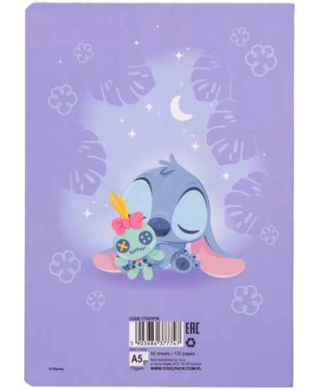 Ruuduline vihik DISNEY Stitch Pastel Nr. 4, A5, 60 lehte, 70 gms