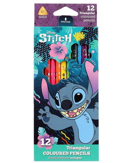 Värvipliiatsid DISNEY Stitch Blue, kolmnurksed, 12 värvi