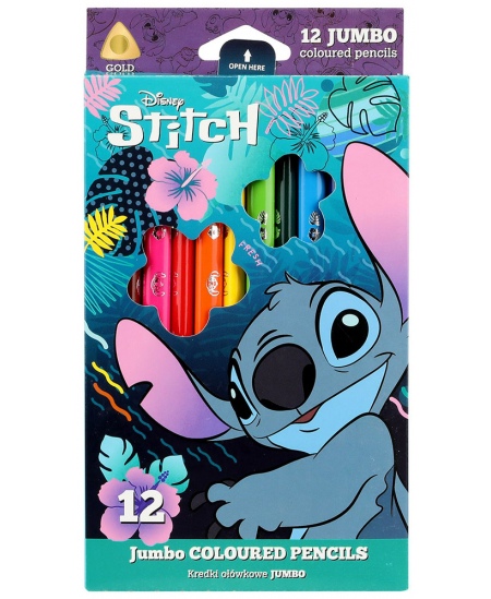 Värvipliiatsid DISNEY Stitch Blue JUMBO, 12 värvi