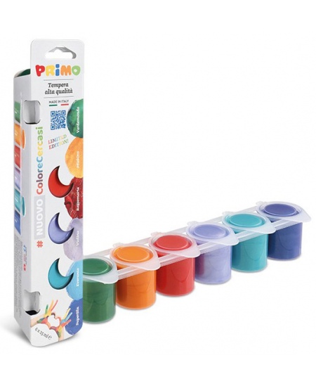 Laste loodud värvide guašš PRIMO, 6 värvi x 25 ml