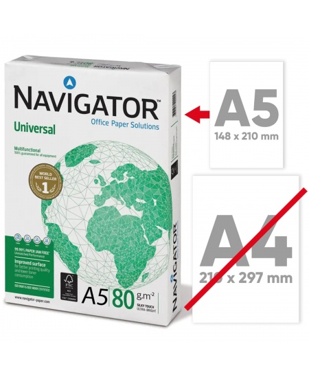 Paber NAVIGATOR Universal, 80 g/m2, A5, 500 lehte