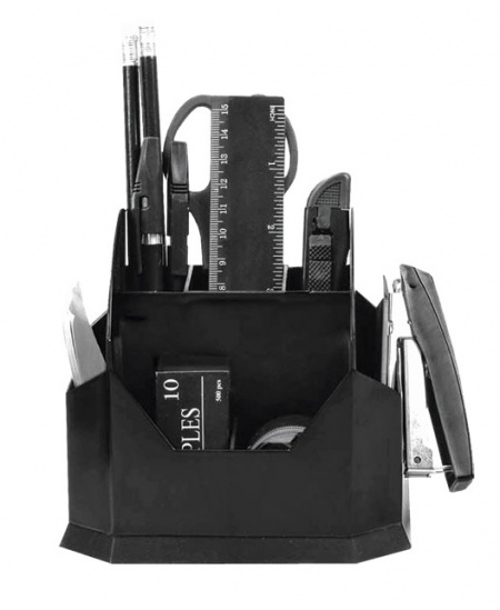 Täidetud pliiatsitops FOROFIS, 11 tarvikut, must