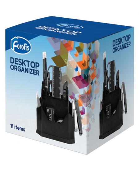 Täidetud pliiatsitops FOROFIS, 11 tarvikut, must