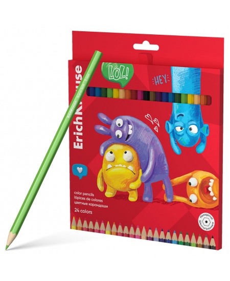 Värvipliiatsid ERICH KRAUSE Jolly Friends, kuusnurkne, 24 värvi