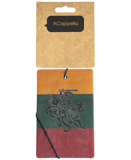 Lõhnav kartongist riputi autole ACAPPELLA Vytis must - trikoloor