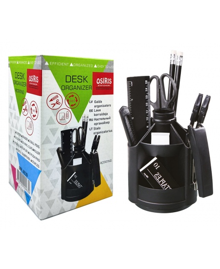 Täidetud pliiatsitops OSIRIS, 14 tarvikut, must