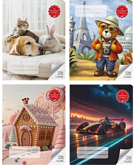 Jooneline vihik LOOMAD, 1. klassile, 12 lehte