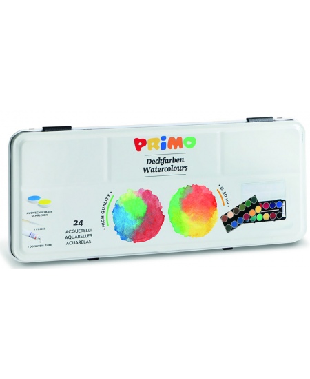 Akvarellid PRIMO, 24 värvi, pintsli ja tuubiga