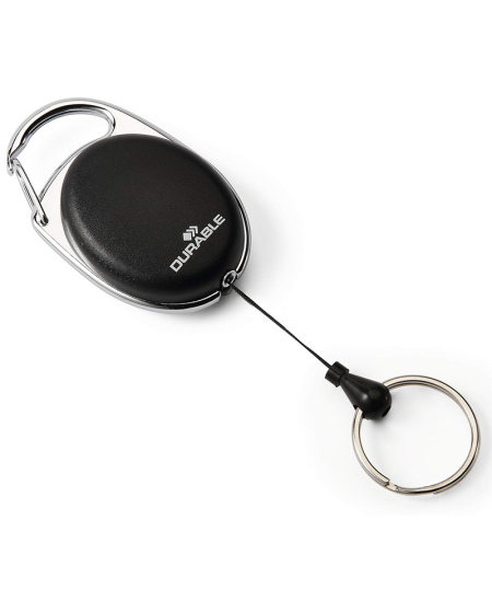 Rullikuga hoidik, LED-valgustuse ja võtmerõngaga DURABLE, must