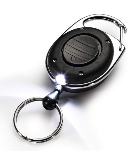 Rullikuga hoidik, LED-valgustuse ja võtmerõngaga DURABLE, must